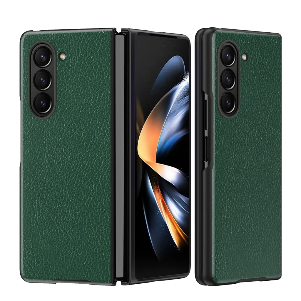 Samsung Galaxy Z Fold 6  Premium Silky and Soft-Touch Finish Leather Textured Back Case (Green)