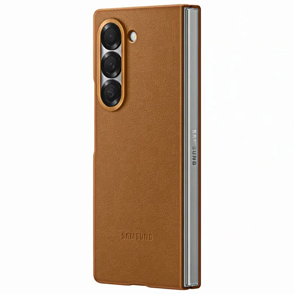Samsung Galaxy Z Fold 6 Official Leather Kindsuit Design By Samsung _Back Case (Golden)