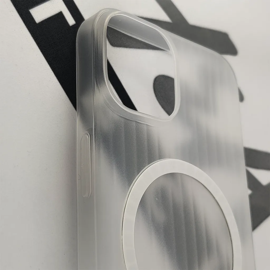 iPhone 13|14 WINCASE Lining Texture Paper With Mage Safe Logo Back Case (Cyrtal)