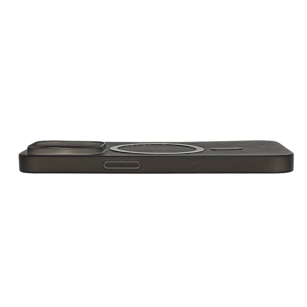 iPhone 15 Pro WINCASE Lining Texture Paper With Mage Safe Logo Back Case (Black)
