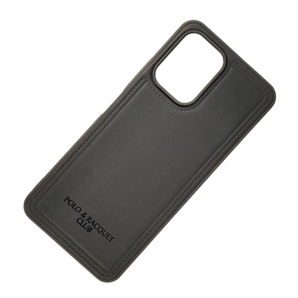 InfiniX Smart 10 & POP 10 & Spark GO 2 Polo & Racquet Club Stitched Deatailing Leather Texture Mobile Back Case (Gray)