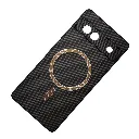 Google Pixel 7A Carbon Fiber With Wireless Magsafe Metal Ring Back Case (Brown)