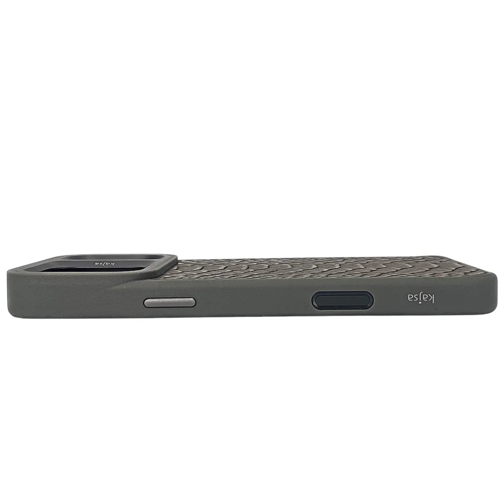 iPhone 17 Pro Max Kajsa Glamorours Collection Snake Style Skin Gray Pattern With Magsafe & B Ring Wireless Charging Compatible Back Case (Natural Titanium)