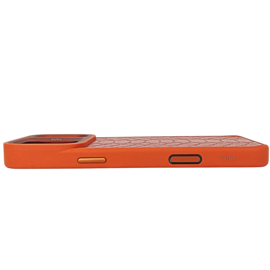 iPhone 17 Pro Max Kajsa Glamorours Collection Snake Style Skin Orange Plus Pattern With Magsafe & B Ring Wireless Charging Compatible Back Case (Cosmic Orange)