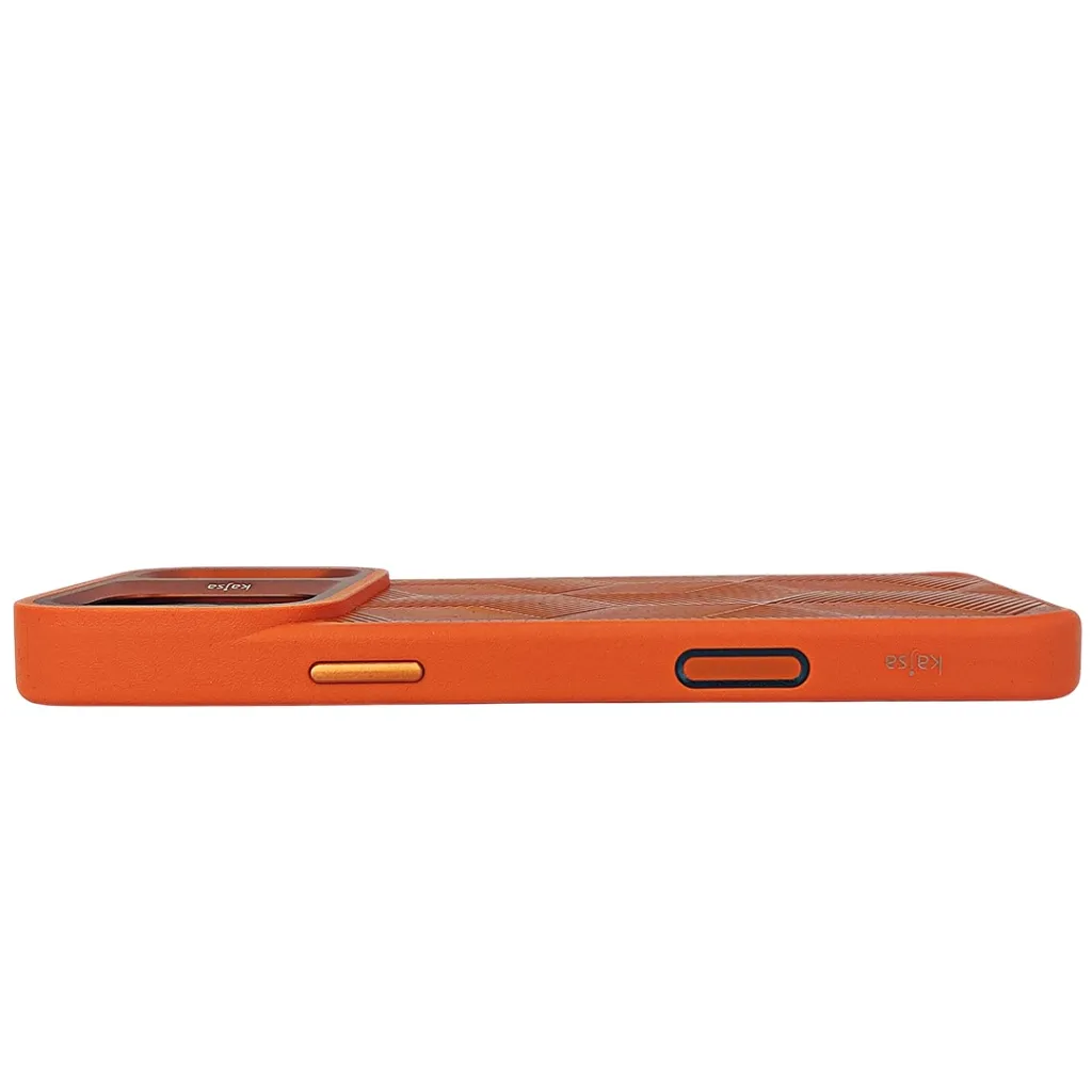 iPhone 17 Pro Max Kajsa Spendid Collection 3D Cube Orange Plus Pattern With Magsafe & B Ring Wireless Charging Compatible Back Case (Cosmic Orange)