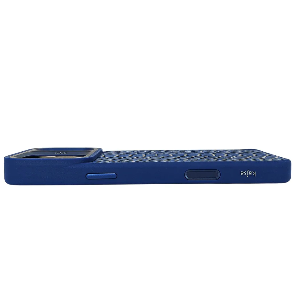 iPhone 17 Pro Max Kajsa Glamorours Collection Snake Style Skin Blue Plus Pattern With Magsafe & B Ring Wireless Charging Compatible Back Case (Blue)