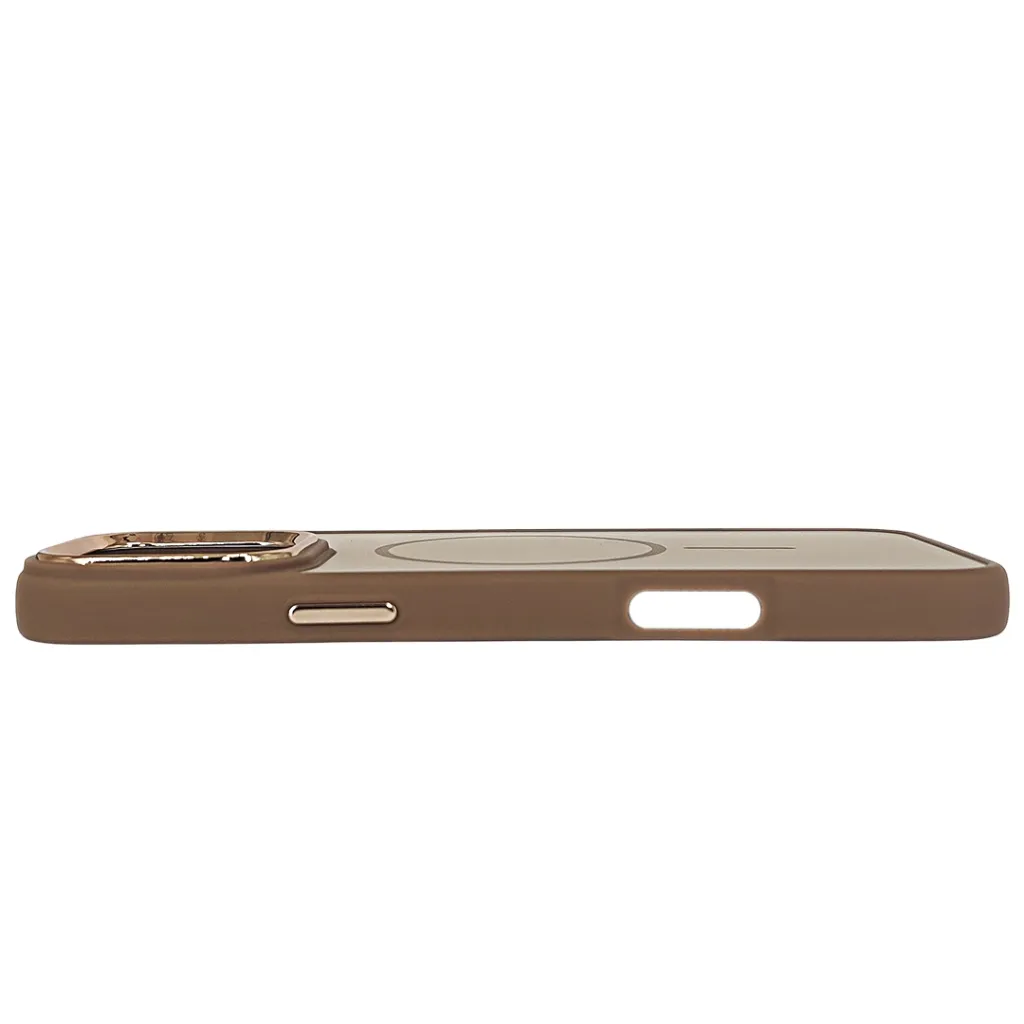 iPhone 16 Pro Max 2in1 Elestroplated Silicone 3D Creative Magsafe Wireless Charging Compatible Charging Back Case (Desert Titanium)