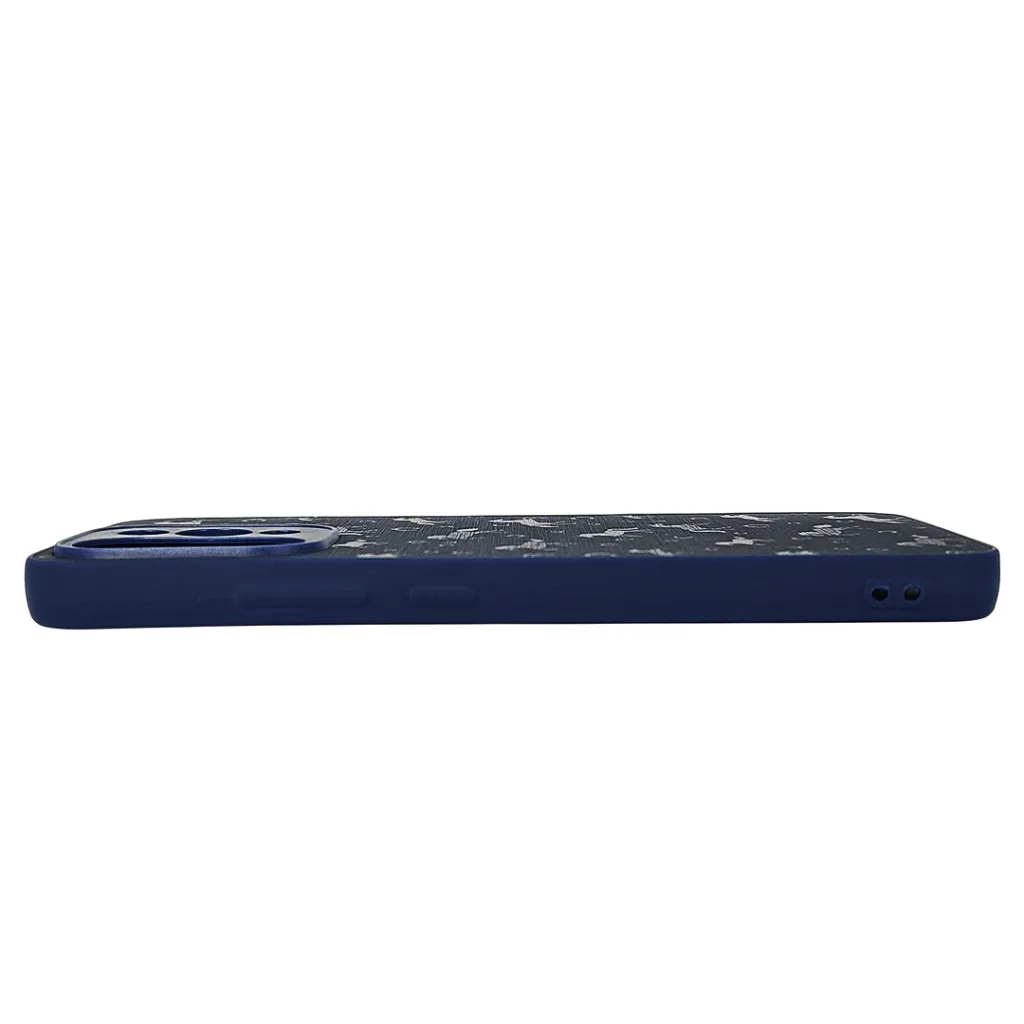 Oppo Reno 15F 5G Branded (BURGA) Derby Race Horses Pattern Leather Texture Back Case (Navy Blue)