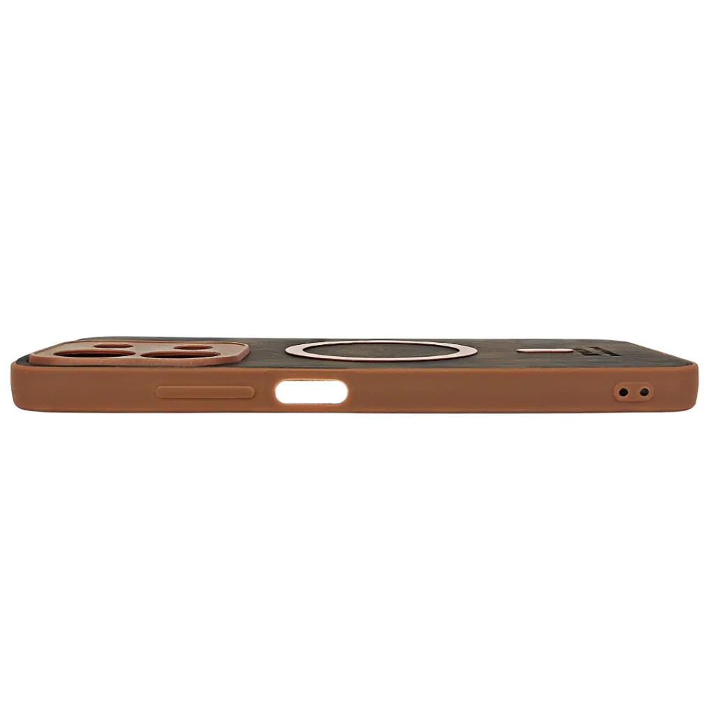 Xiaomi Redmi 15C|Poco C85 Built-in Magnetic Ring Premium Leather With Velvet Feel Back Case (Drak Brown)
