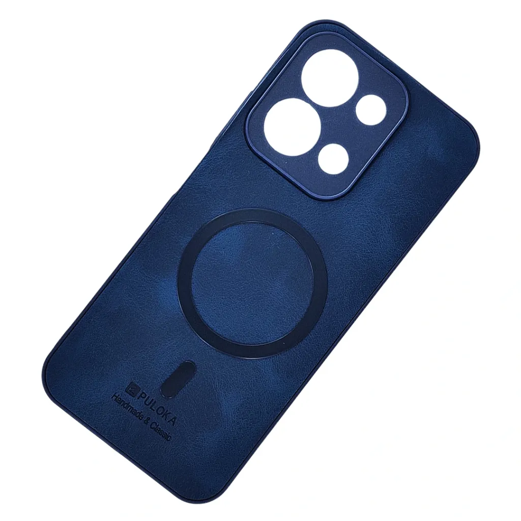 Xiaomi Redmi 15C|Poco C85 Built-in Magnetic Ring Premium Leather With Velvet Feel Back Case (Navy Blue)