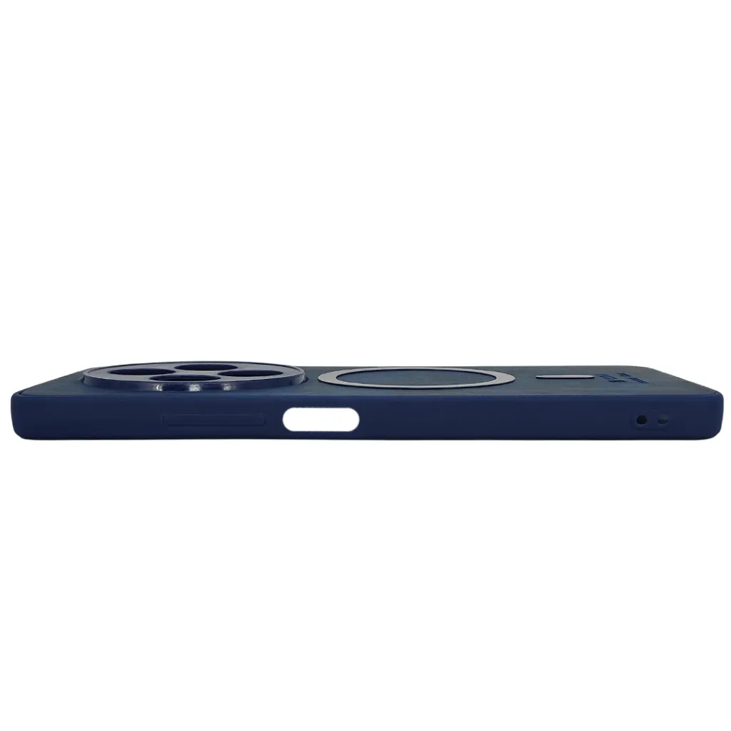Xiaomi Redmi 14C|Poco C75 Built-in Magnetic Ring Premium Leather With Velvet Feel Back Case (Navy Blue)