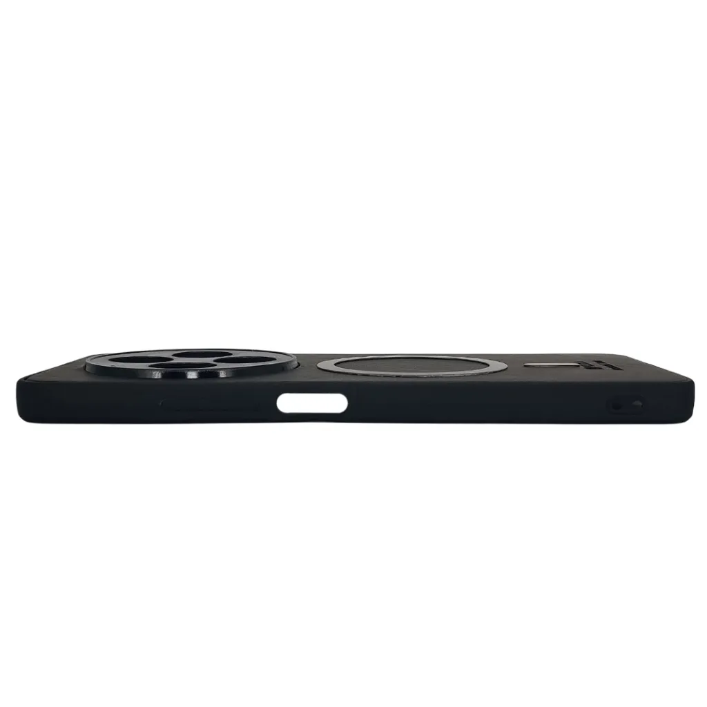 Xiaomi Redmi 14C|Poco C75 Built-in Magnetic Ring Premium Leather With Velvet Feel Back Case (Black)