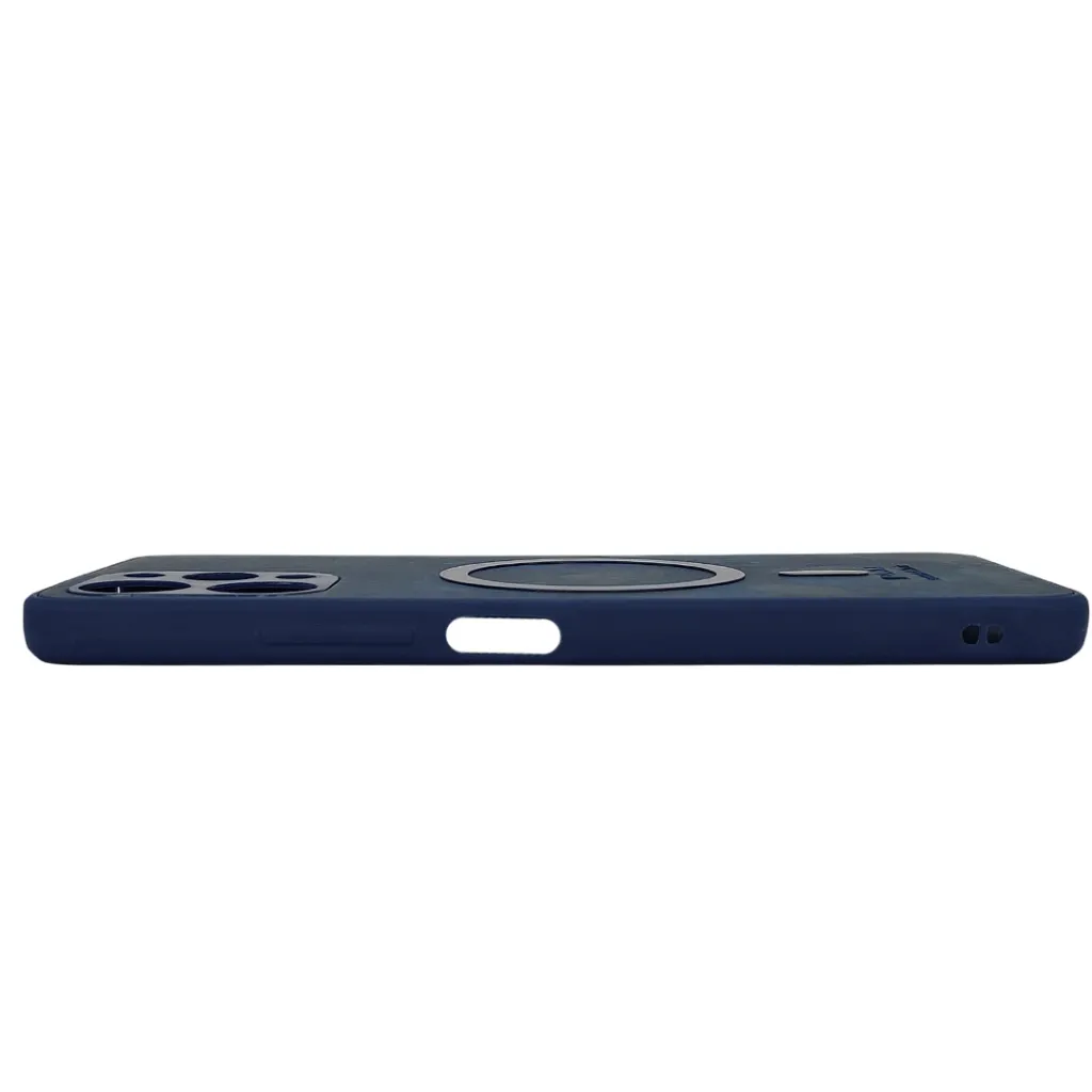 Xiaomi Redmi 12 4G Built-in Magnetic Ring Premium Leather With Velvet Feel Back Case (Navy Blue)