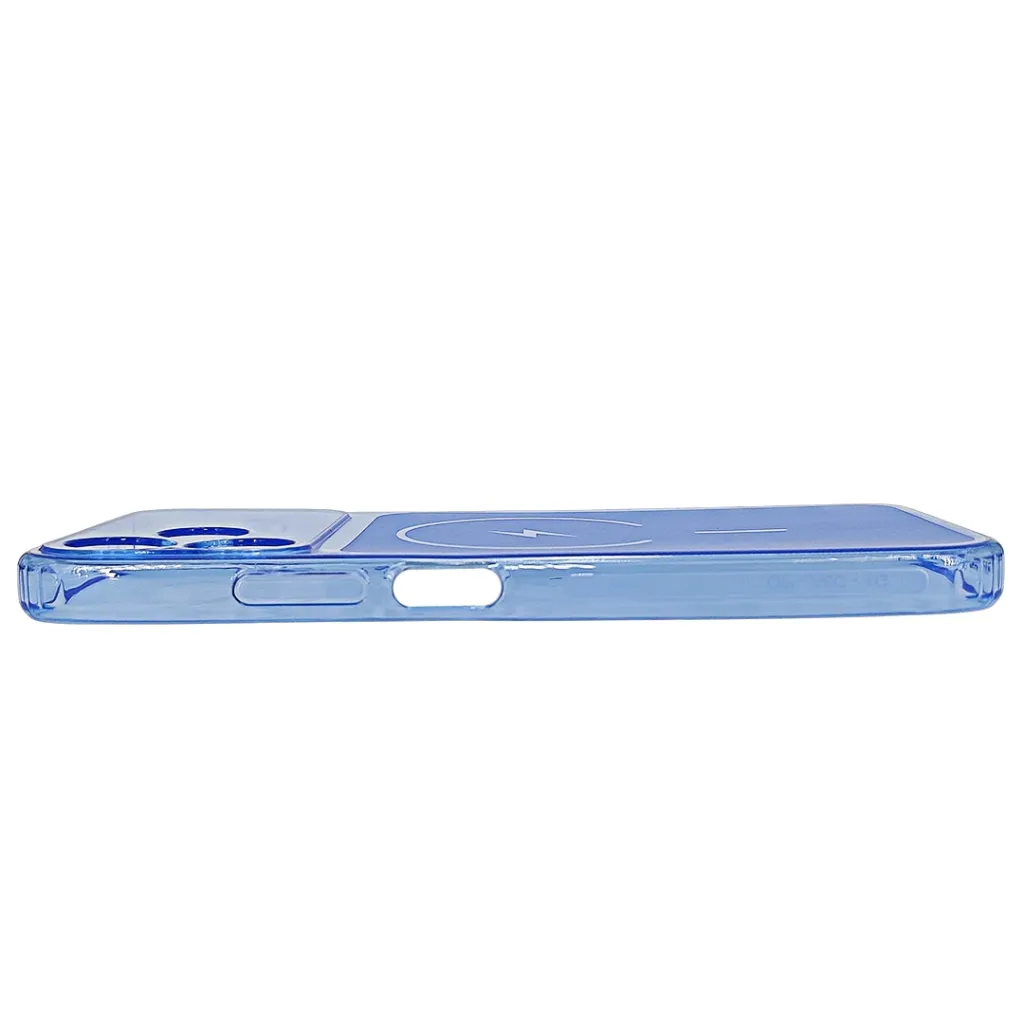 Oppo A6C 4G Dust Plug Transparent 3D Matte Magsafe Logo Back Case (Sky Blue)