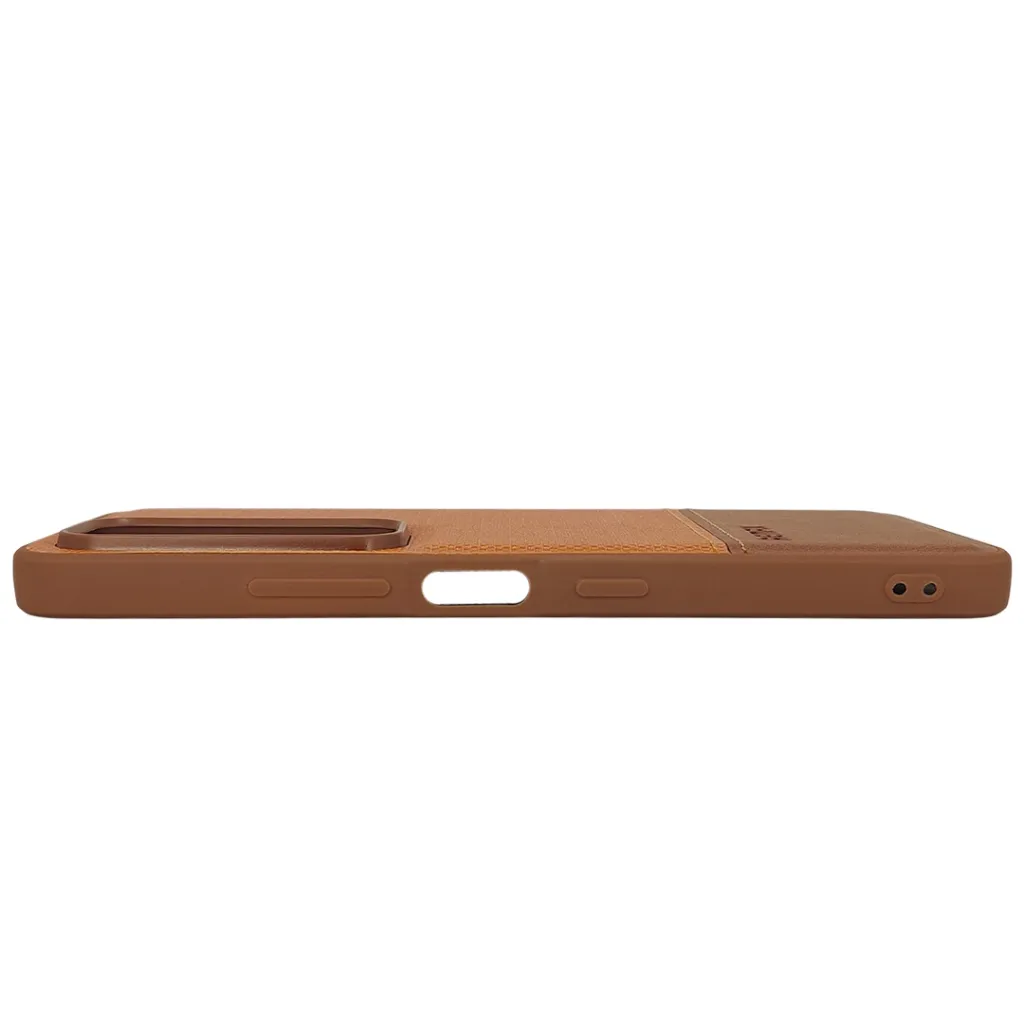 Infinix Hot 60i|HOT 60 4G (REMAX) Logo Dotted Leather Texture Mobile Back Case (Brown)