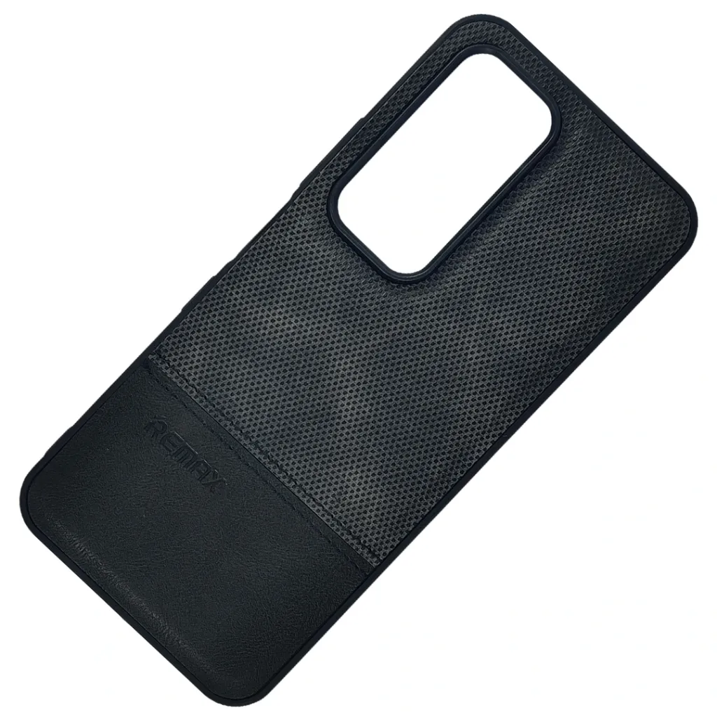 Infinix Hot 60i|HOT 60 4G (REMAX) Logo Dotted Leather Texture Mobile Back Case (Black)