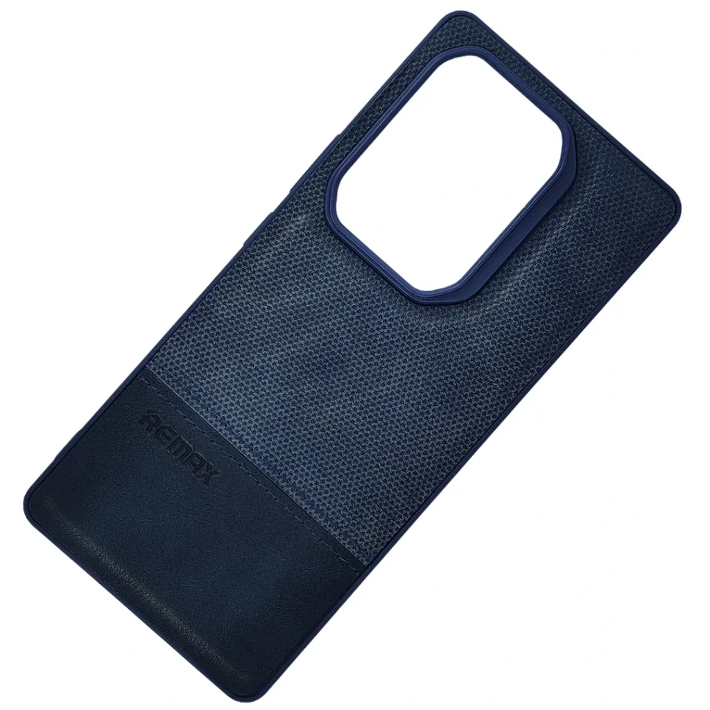 Infinix Note 50 4G|Note 50 Pro 4G (REMAX) Logo Dotted Leather Texture Mobile Back Case (Navy Blue)