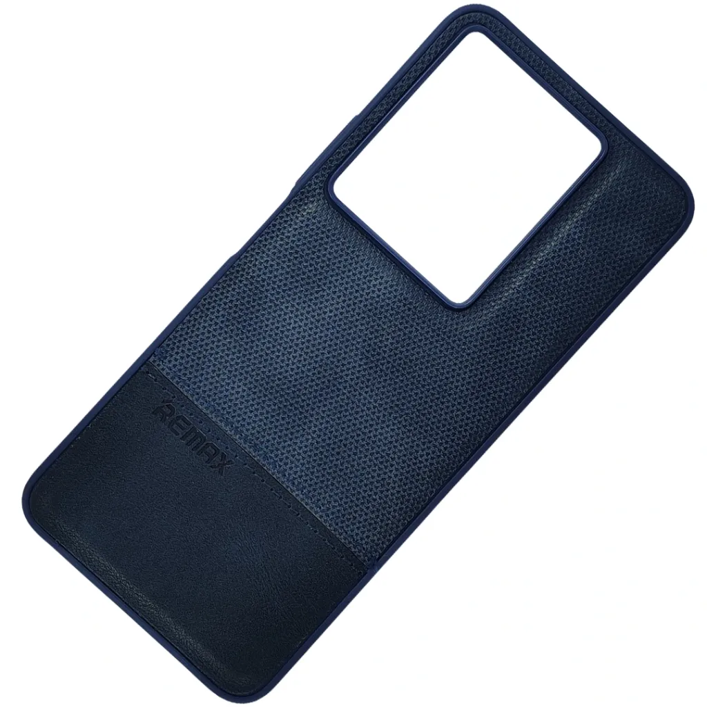 Infinix Note 30 4G (REMAX) Logo Dotted Leather Texture Mobile Back Case (Navy Blue)
