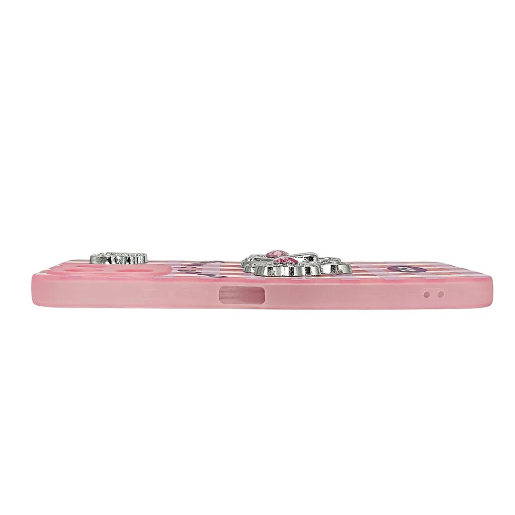 Oppo A6 4G |A6X|A6 5G Soft Silicone Fancy Silver Stones Butterflies Mobile Back Case (Pink)