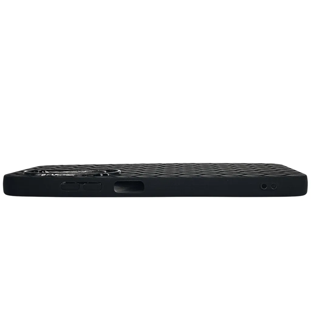 iTel Power P70 Woven With Leather Feel Soft Silicone Back Case (Black)