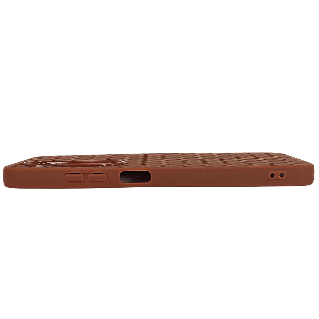 iTel Power P70 Woven With Leather Feel Soft Silicone Back Case (Brown)