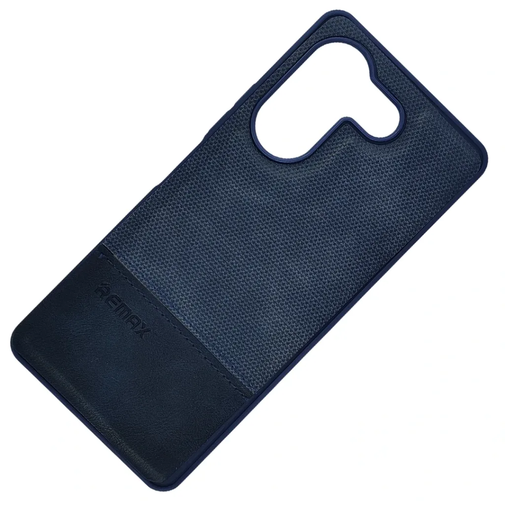 Tecno Camon 20 Pro|Camon 20 (REMAX) Logo Dotted Leather Texture Mobile Back Case (Navy Blue)