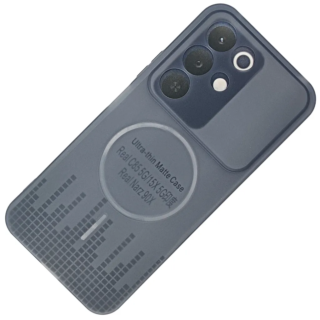 Oppo Realme C85 5G|Realme 15X 5G|Realme Narzo 90X Magsafe Logo Ultra Thin Matte Paper Back Case (Navy Blue)