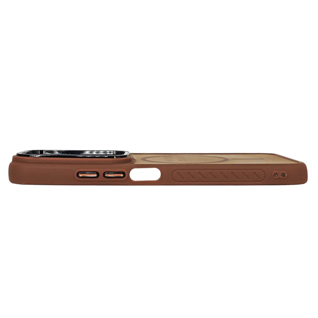 Oppo Realme C85|Realme15X 5G Unique Fosus Camera Ring MagSafe 3D Matte Back Case (Brown)