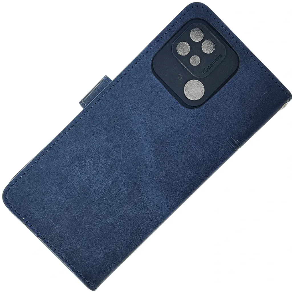 Xiaomi Redmi 10C|Poco C40 NMT Premium Luxuary Leather Book Case (Navy Blue)