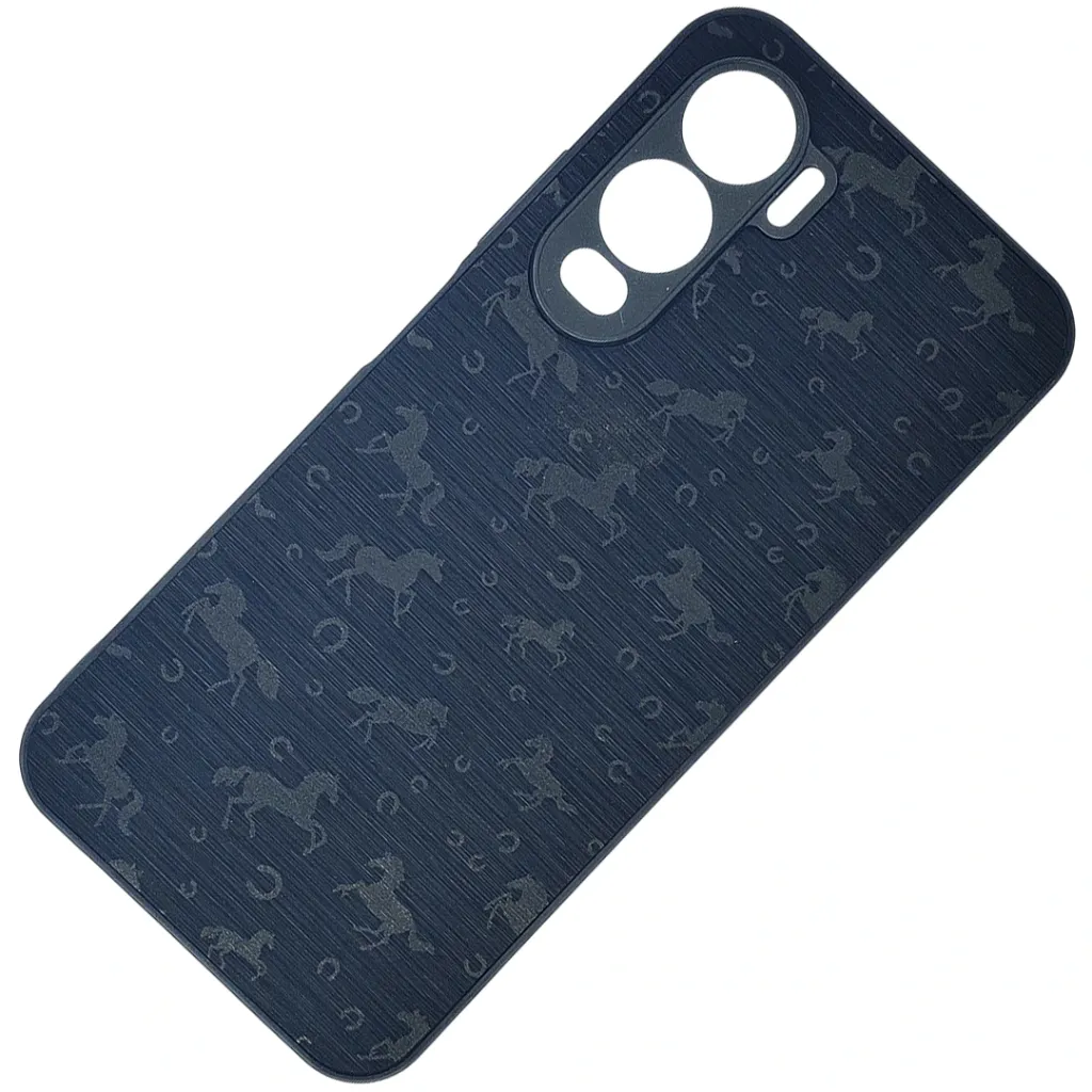 iTel City 200 4G Branded (BURGA) Derby Race Horses Pattern Leather Texture Back Case (Black)