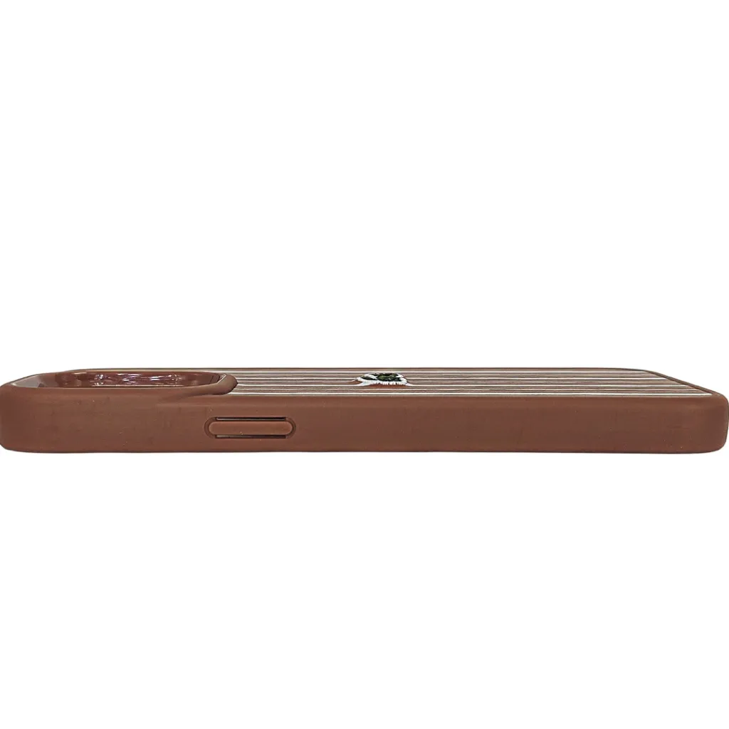 Iphone 14 Pro Max Lacoste Le Club Striped Edition Back Case (Brown)