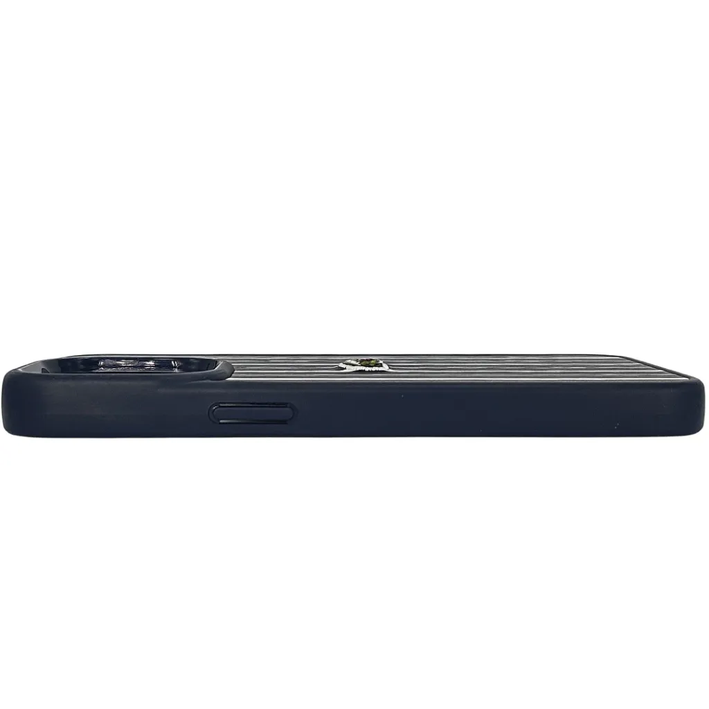 Iphone 15 Pro Max Lacoste Le Club Striped Edition Back Case (Navy Blue)