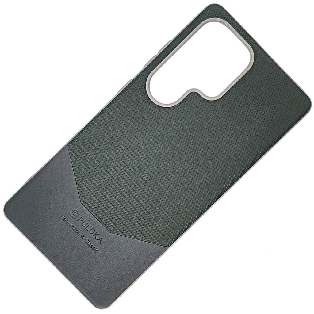 Samsung Galaxy S23 Ultra Pulaka handmade Dotted Leather Textured Designed Back Case (Gray)