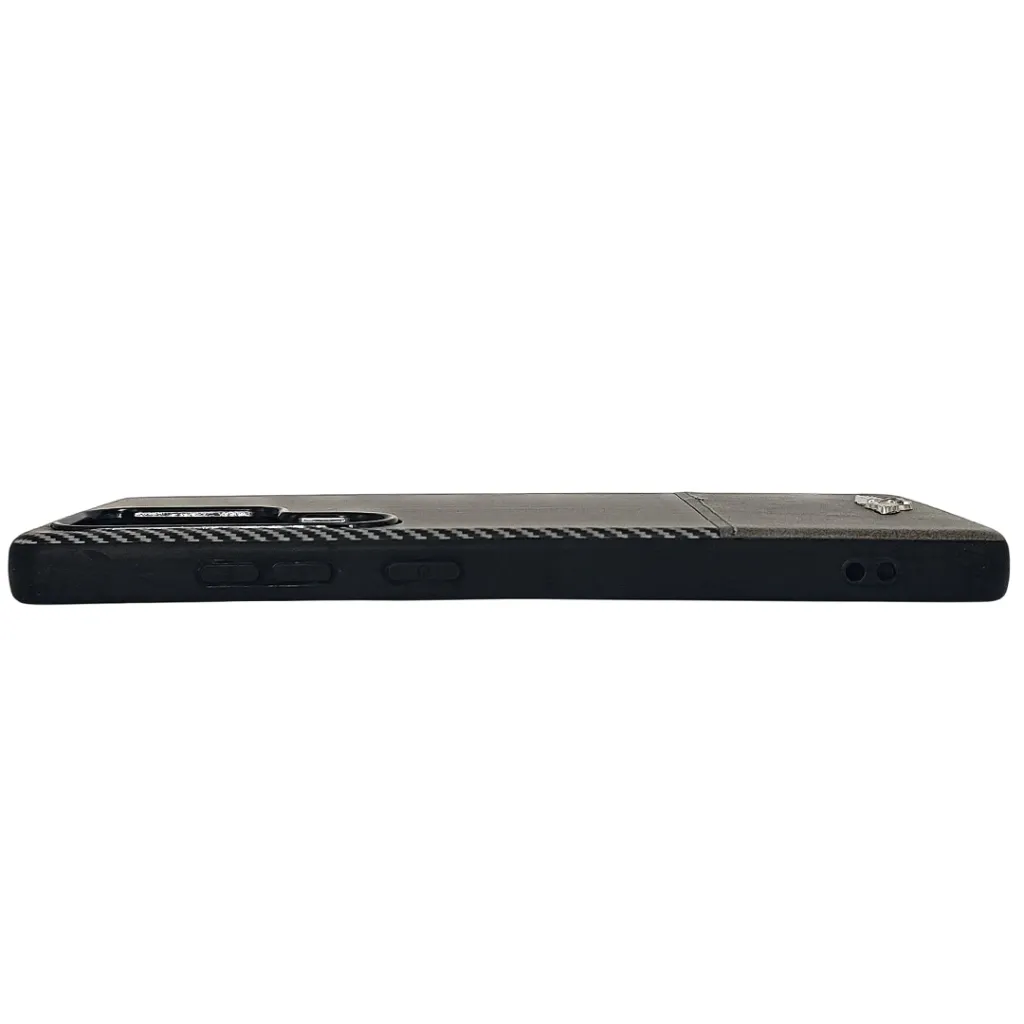 Samsung S25 Ultra Bentley branded Carbon fiber pattern texture Back Case (Black)