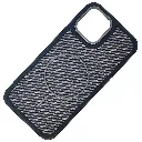 iPhone 12 Pro Max features a distinct leather-like Woven texture and integrated Magsafe Charging compatibility Back Case (Black)