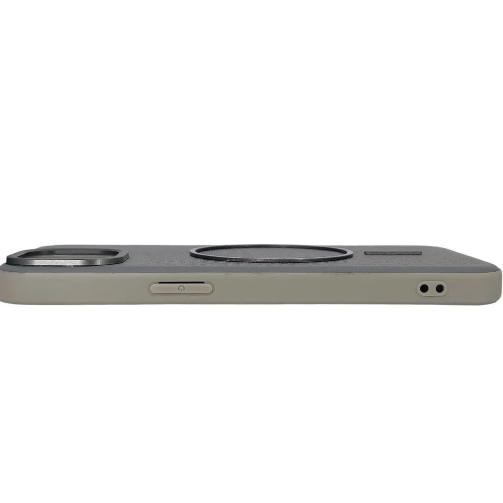 iPhone 13|iPhone 14 features a distinct leather-like Woven texture and integrated Magsafe Charging compatibility Back Case (Natural Titanium)