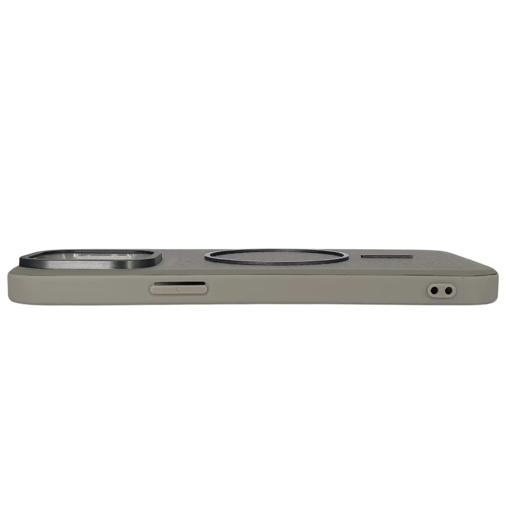 iPhone 15 Pro Max features a distinct leather-like Woven texture and integrated Magsafe Charging compatibility Back Case (Natural Titanium)