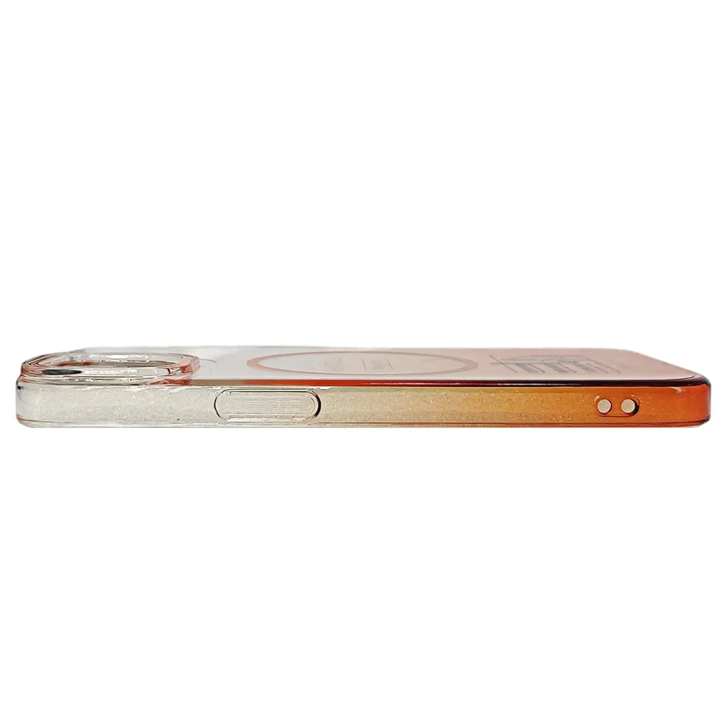iPhone 14|iPhone 13 PC Acrylic Colour Tpu|Transparent MagSafe Charging Compatible Back Case (Orange)