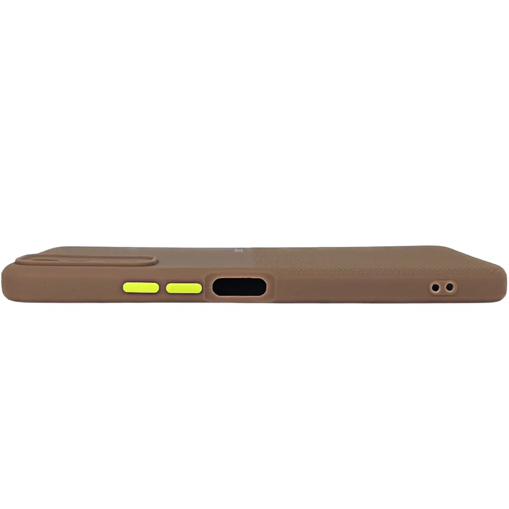 Vivo Y20|Y20i|Y20S|Y12S|Y12A Premium Colour Button Silicone Beats Logo Textured With Camera Protection & Inner Microfiber Back Case (Brown)
