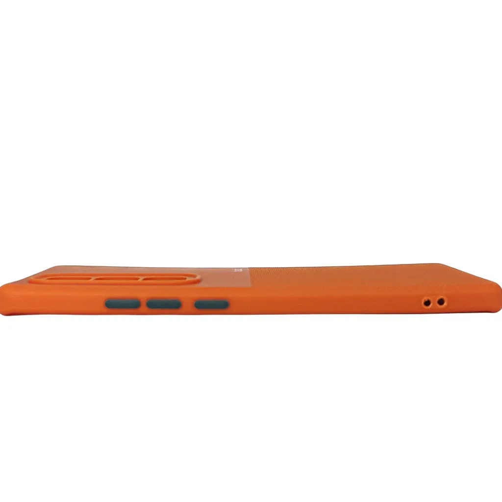Infinix Hot 50 Pro Plus 4G Premium Colour Button Silicone Beats Logo Textured With Camera Protection & Inner Microfiber Back Case (Orange)
