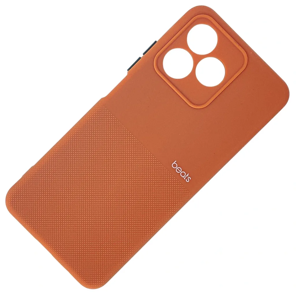 Oppo Realme C51|C53|Note 50|Sparx Neo 8 Pro|Narzo N53 Premium Colour Button Silicone Beats Logo Textured With Camera Protection & Inner Microfiber Back Case (Orange)