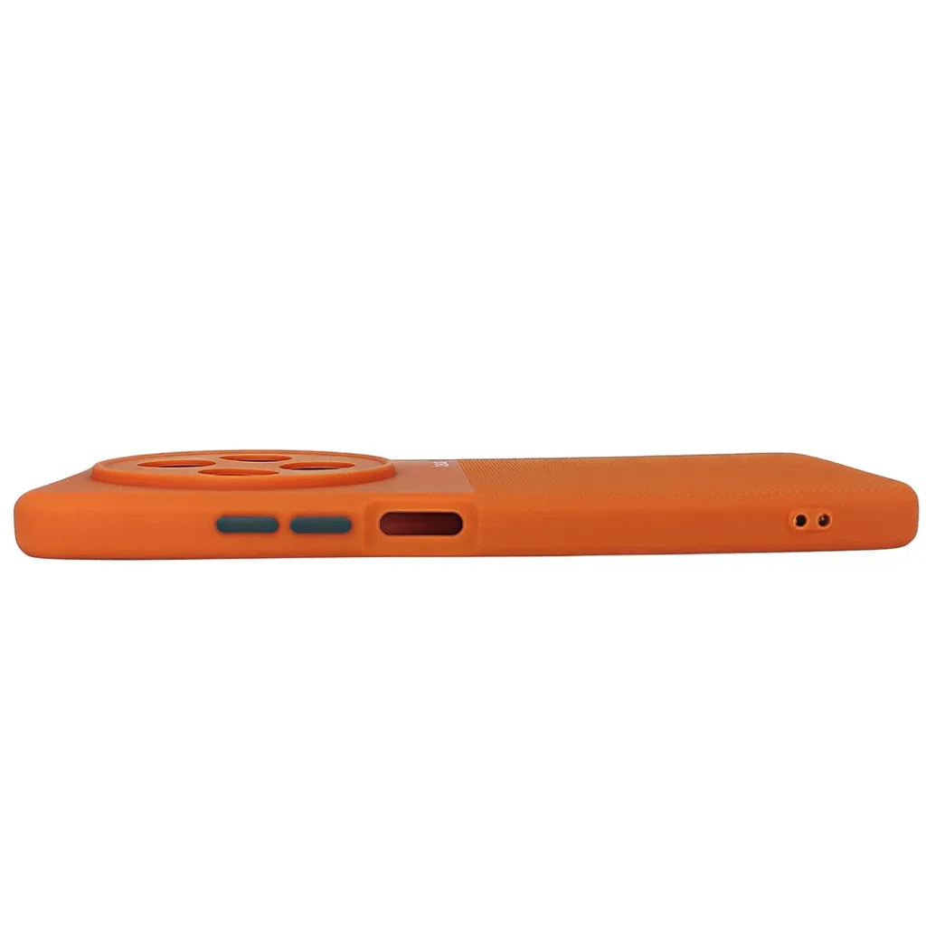Xiaomi Redmi 14C|Poco C75 Premium Colour Button Silicone Beats Logo Textured With Camera Protection & Inner Microfiber Back Case (Orange)