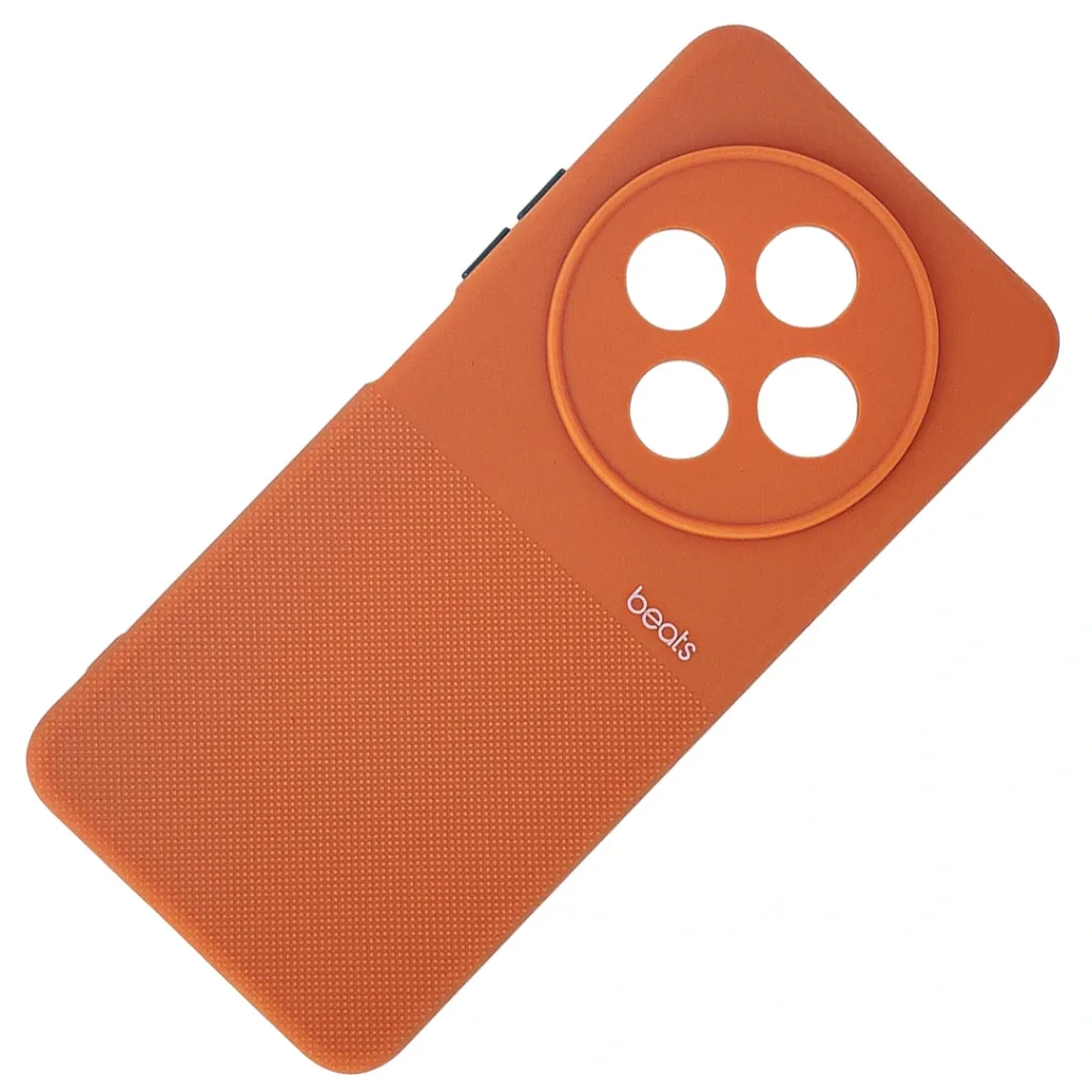 Xiaomi Redmi 14C|Poco C75 Premium Colour Button Silicone Beats Logo Textured With Camera Protection & Inner Microfiber Back Case (Orange)