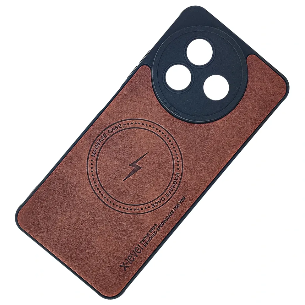 iTel S24 4G Magsafe Logo X-Level Luxuary Leather Back Case (Brown)