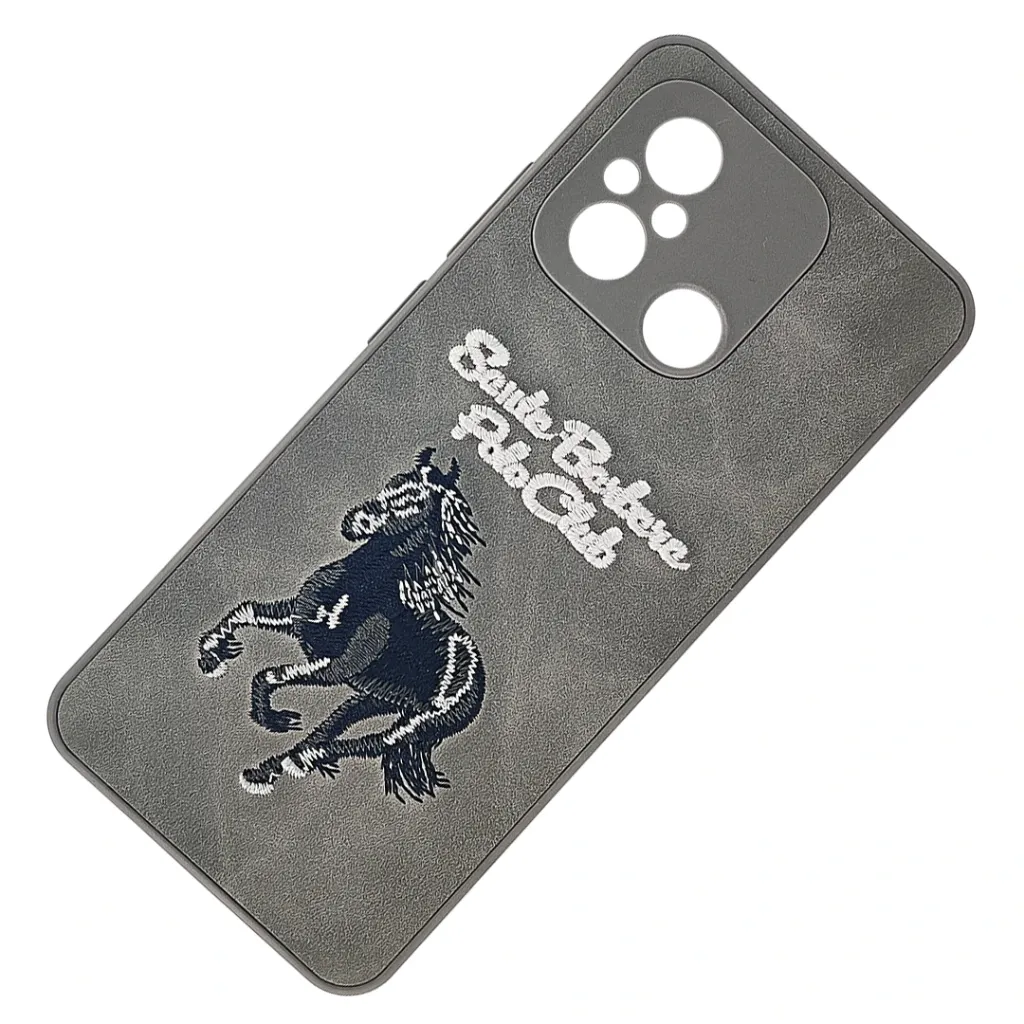 Xiaomi Redmi 12C & Poco C55 Velvet Embroidery Santa Barbara Polo Racquet Club Back Case (Gray)
