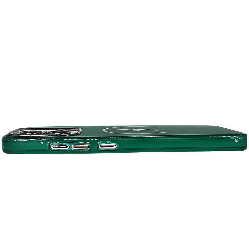 Redmi 12C Colour Transparent 3D Magsafe Logo Printed Back Case (Green)