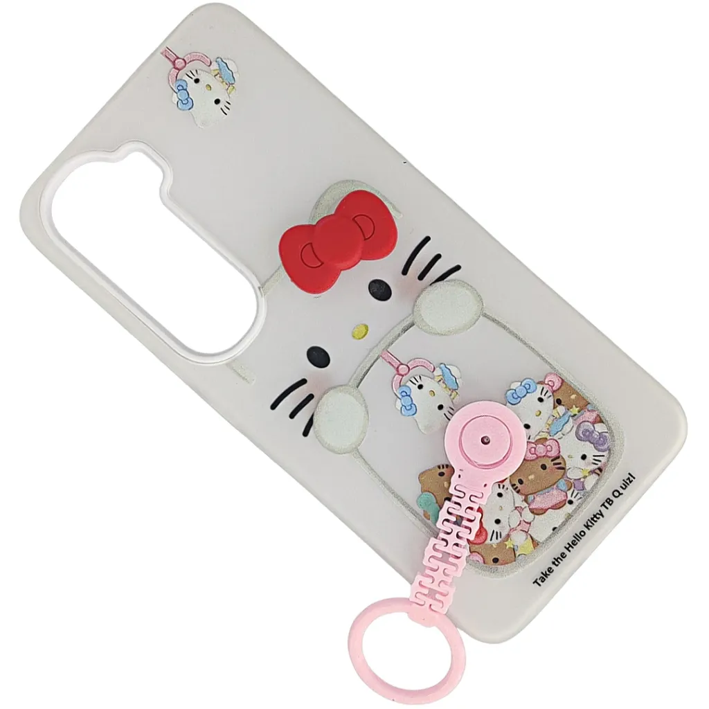 Vivo Y400 4G|5G 3D Hello Kitty Themed With Hand Grip Mobile Back Case (WHITE)