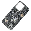 Oppo A6 Pro 4G|5G|F31 5G 3D Shinny Ladies Fancy Glitter Featuring Butterfly Embelishments Back Case (Black)