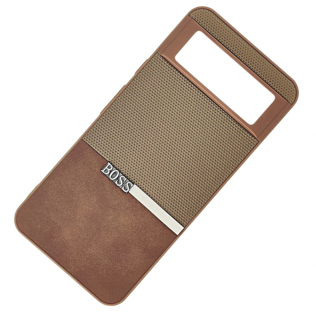 Google Pixel 8 The Boss protective a unique two-tone dual-textured design back case (Brown)