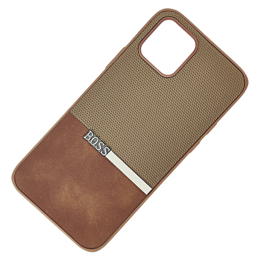 iphone 12|12 Pro The Boss protective a unique two-tone dual-textured design back case (Brown)